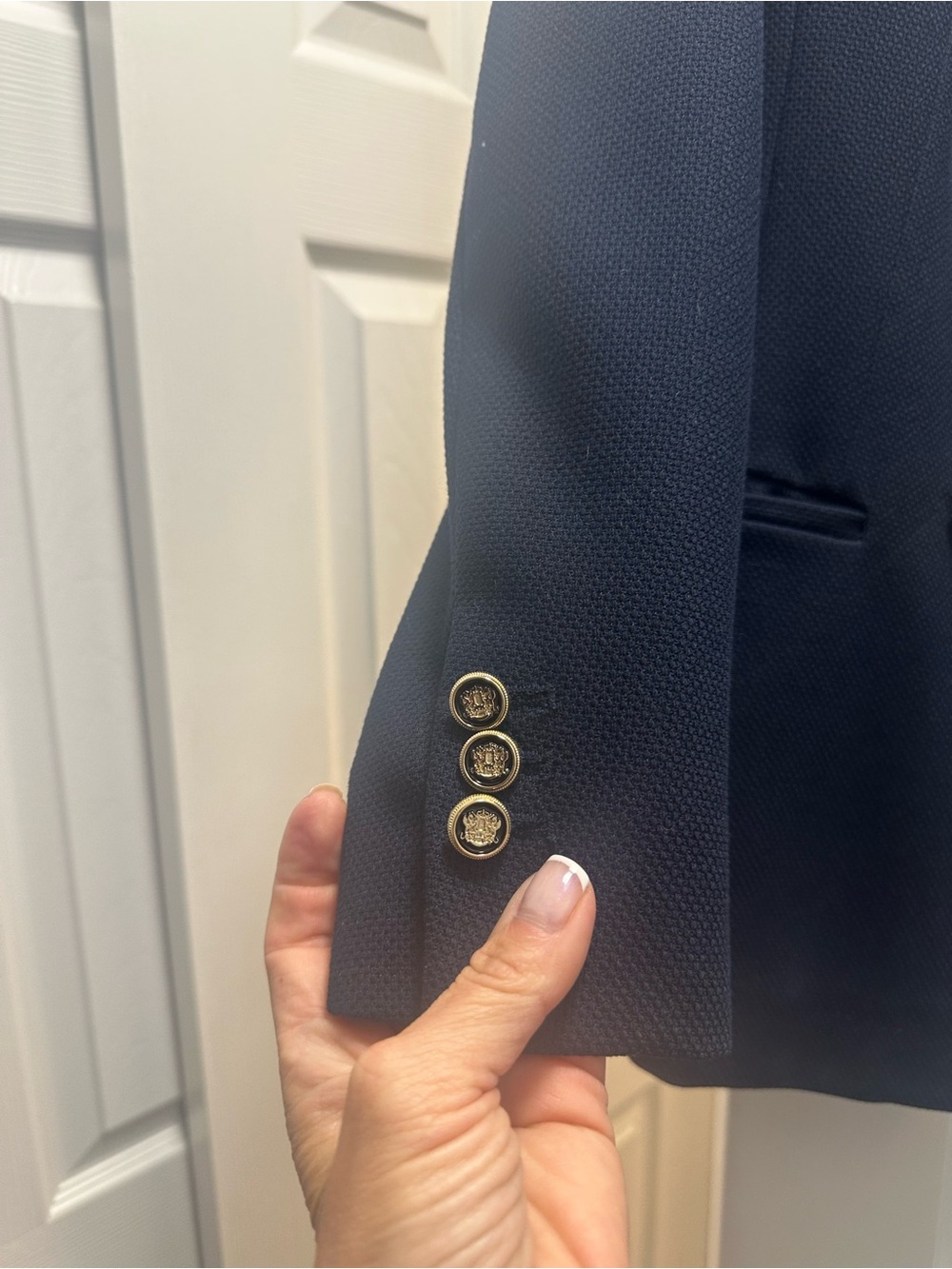Zara Navy Double-Breasted Blazer with Gold Buttons - Picture 2 of 9